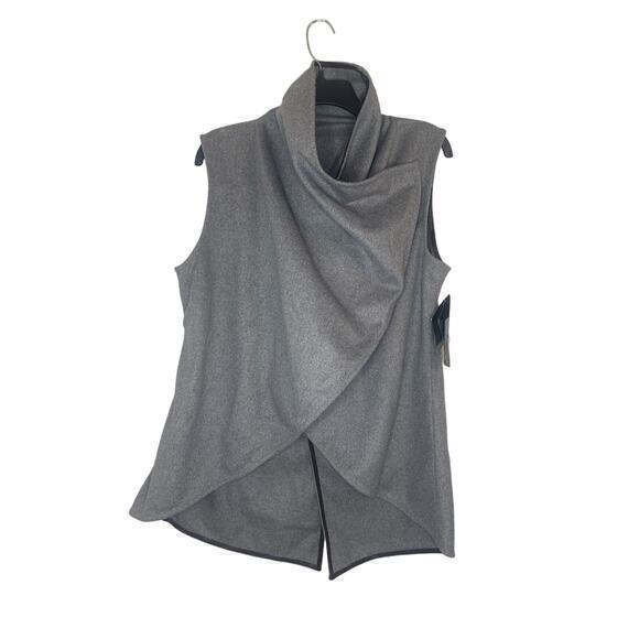 NWT SKEA GRAY RECYCLED WOOL BLEND DRAPED FRONT SHADOW‎ VEST COAT SIZE 8 - Picture 1 of 6